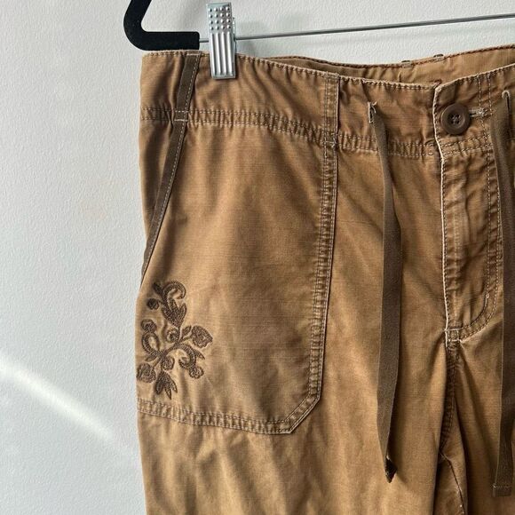 Eddie Bauer Trouser High Rise Button Ankle Adjustable Tab Leg Women's Brown Carg - Picture 5 of 16